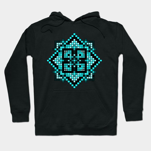 teal pixelated mandala Hoodie by DARNA